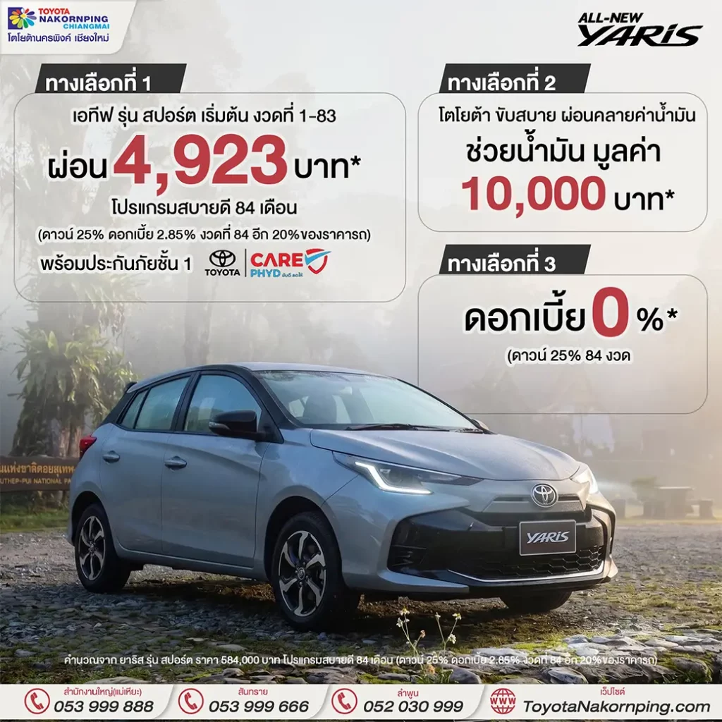Yaris โปรโมชั่นเดือน พฤษภาคม 2569